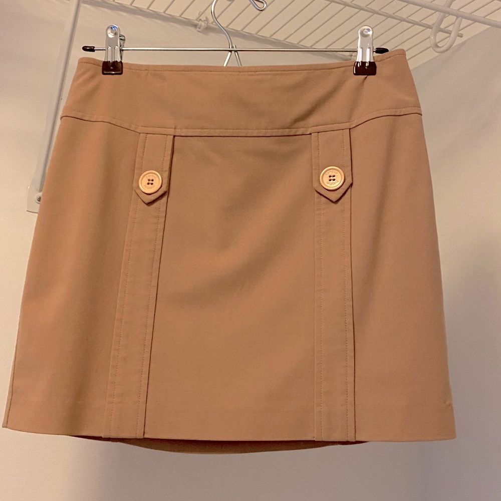 Tan mini skirt with buttons